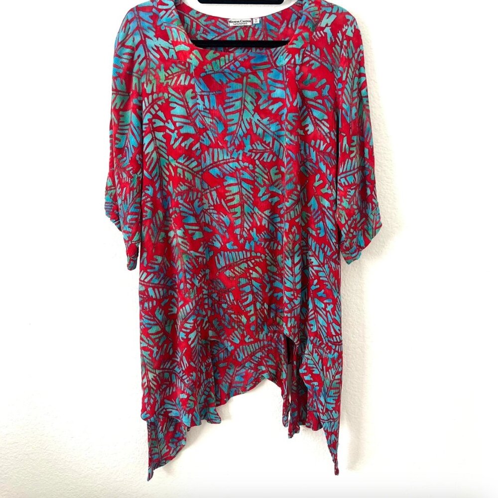 Mission Canyon One Size Pixie Hem Tunic Top In Indian‎ Summer Art to Wear Artsy